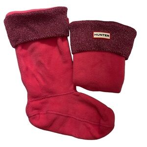 Hunter Fleece Rain Boot Socks Pink Glitter kids XL shoe size 4-6
